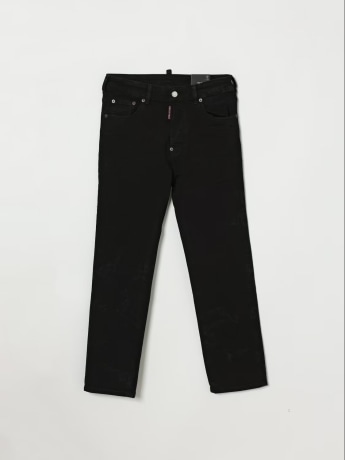 Dsquared2 pantalone in denim nero bambino mai logo