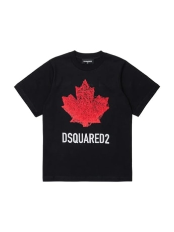 Dsquared2 tshirt nera neonato maxi logo