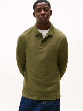 Tommy Jeans polo verde bosco uomo mini logo