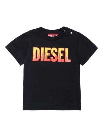 Diesel tshirt nera neonato maxi logo