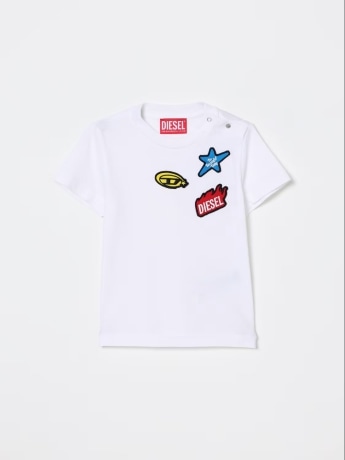 Diesel tshirt bianca neonato logo a contrasto