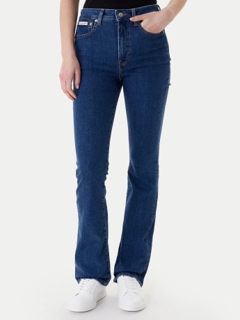 Calvin Klein pantalone in denim scuro donna mini logo