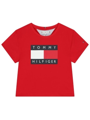 Tommy Hilfiger tshirt rossa bambina maxi logo