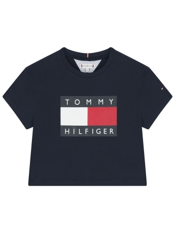 Tommy Hilfiger tshirt blu navy bambina maxi logo