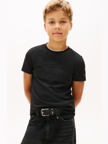Tommy Hilfiger tshirt nera bambino maxi logo