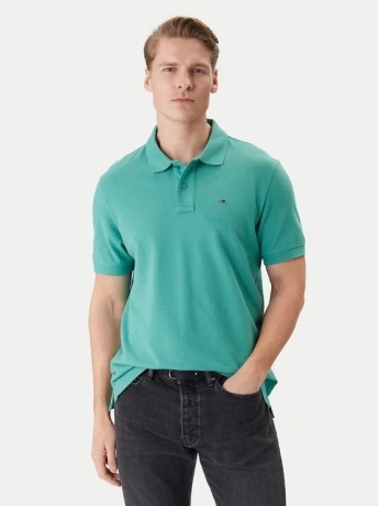 Tommy Jeans polo verde acqua uomo mini logo