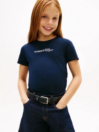 Tommy Hilfiger tshirt blu navy bambina con logo