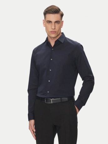Calvin Klein camicia blu navy uomo mini logo