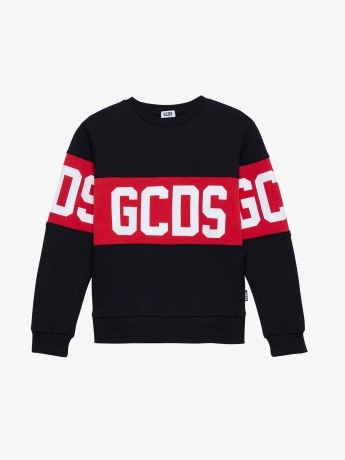 Gcds felpa nera bambino maxi logo