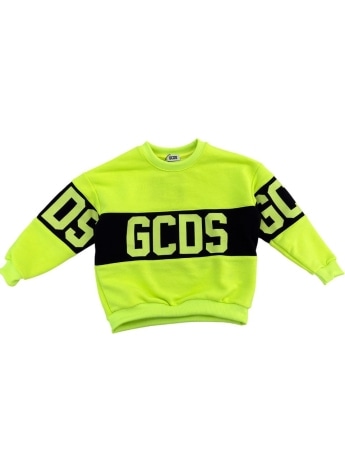 Gcds felpa verde lime bambino maxi logo