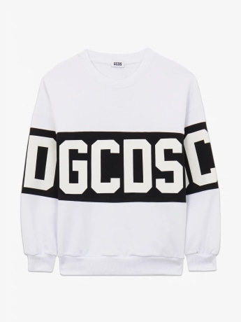 Gcds felpa bianca bambino maxi logo