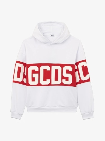 Gcds felpa bianca rossa bambino maxi logo