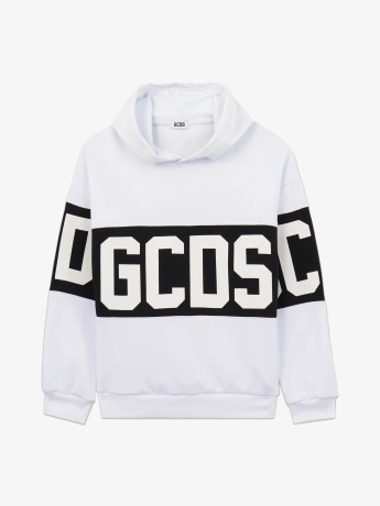 Gcds felpa bianca bambino maxi logo