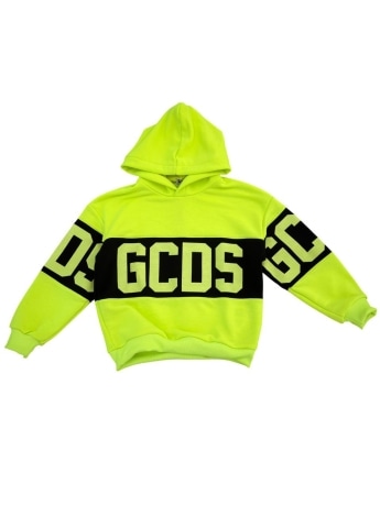 Gcds felpa verde lime bambino con maxi logo