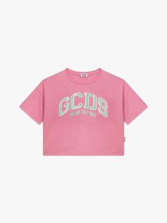 Gcds tshirt rosa bambina maxi logo