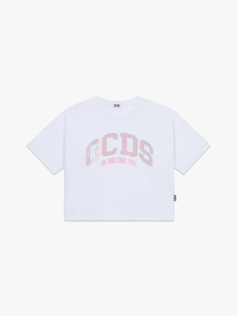 Gcds tshirt bianca bambina maxi logo