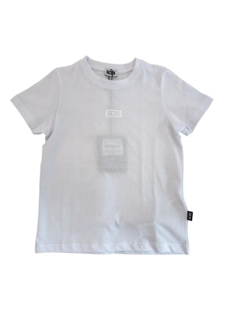 Gcds tshirt bianca bambino mini logo