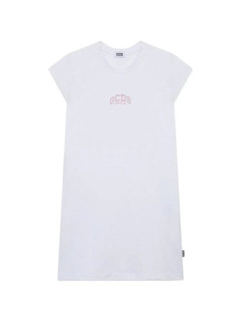 Gcds abito bianco bambina mini logo