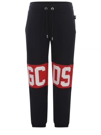 Gcds pantalone nero bambino maxi logo