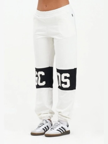 Gcds pantalone bianco bambina unisex maxi logo