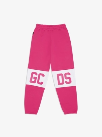 Gcds pantalone fucsia bambina maxi logo