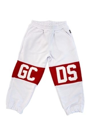 Gcds pantalone bianco bambino maxi logo