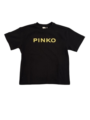 Pinko tshirt nera bambina con logo