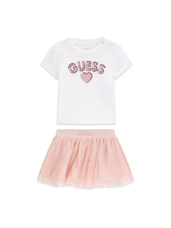 Guess set bianco neonata con logo