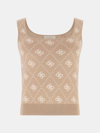 Guess top beige donna logo all over