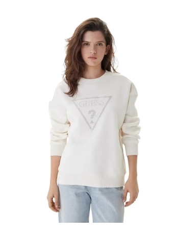 Guess felpa bianca donna con logo