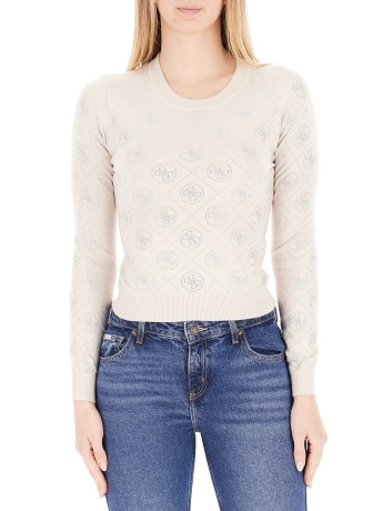 Guess maglia beige donna logo all over
