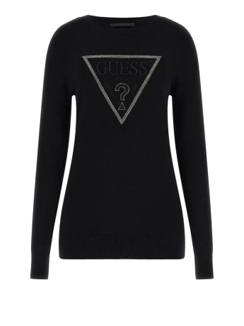 Guess maglia nera donna maxi logo