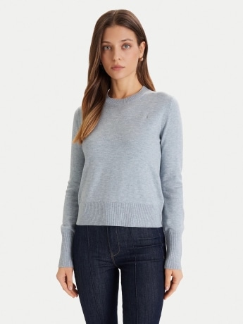 Guess Jeans maglia celeste donna mini logo
