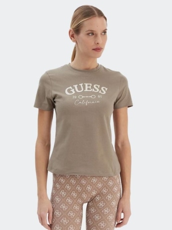 Guess tshirt beige donna maxi logo