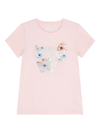 Guess tshirt rosa bambina logo floreale