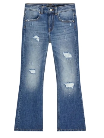 Guess pantalone in denim bambina con logo