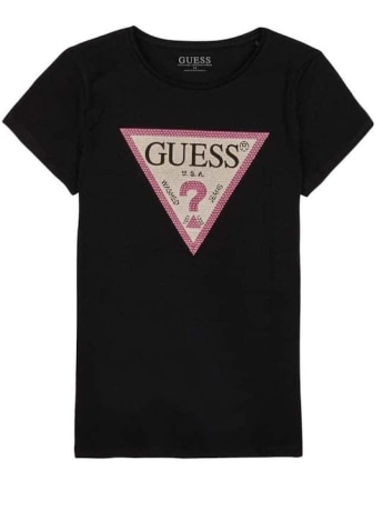 Guess tshirt nera bambina maxi logo