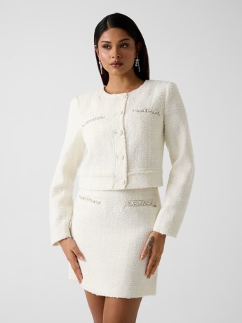 Guess giacca bianca donna bottoni con logo