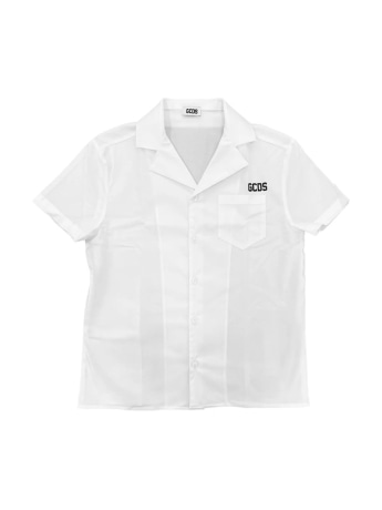 Gcds camicia bianca bambino maxi logo
