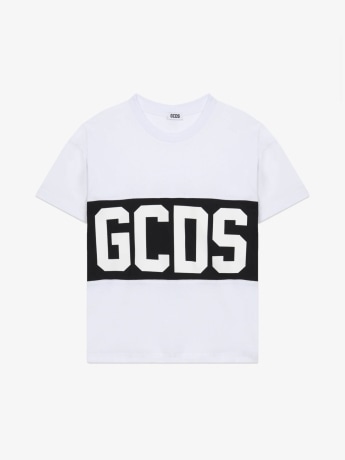 Gcds tshirt bianca bambino maxi logo