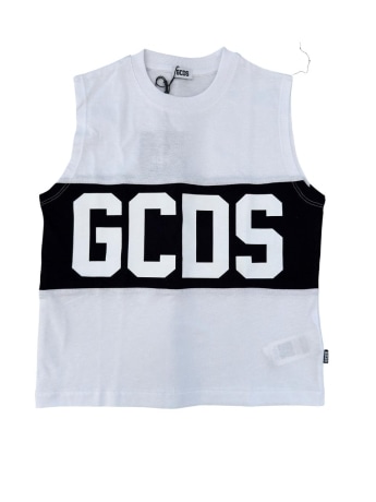 Gcds tshirt bianca nera bambino maxi logo
