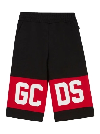 Gcds shorts nero bambino maxi logo
