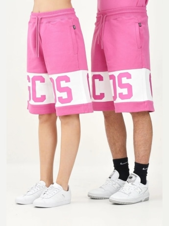 Gcds shorts fucsia bambina unisex maxi logo
