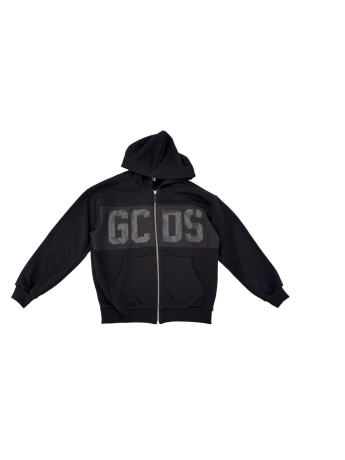 Gcds felpa nera bambino maxi logo