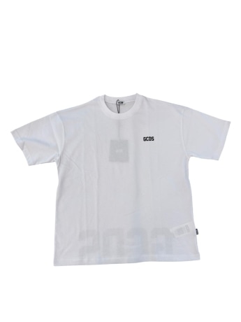 Gcds tshirt bianca bambino maxi logo sul retro