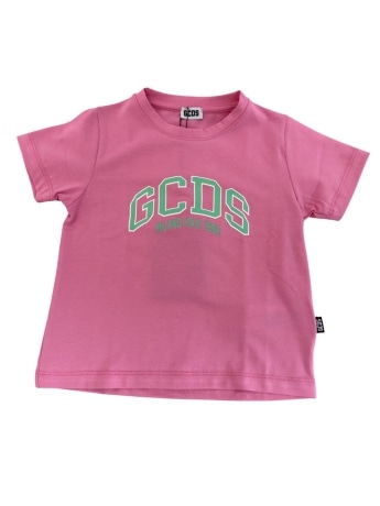Gcds tshirt rosa bambina maxi logo