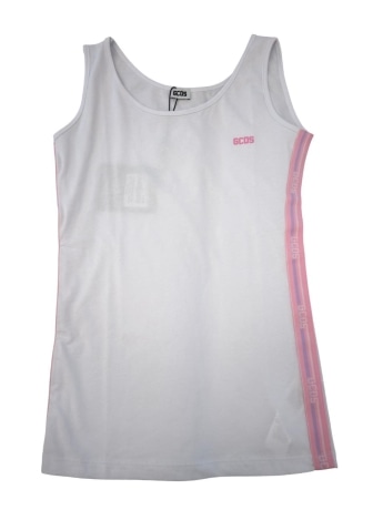 Gcds abito bianco bambina banda con logo