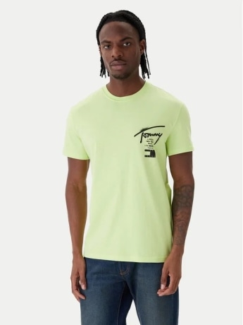Tommy Jeans tshirt verde lime uomo maxi logo
