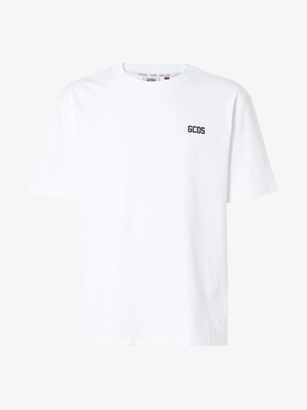 Gcds tshirt bianca uomo maxi logo sul retro