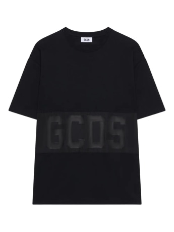 Gcds tshirt nera uomo maxi logo
